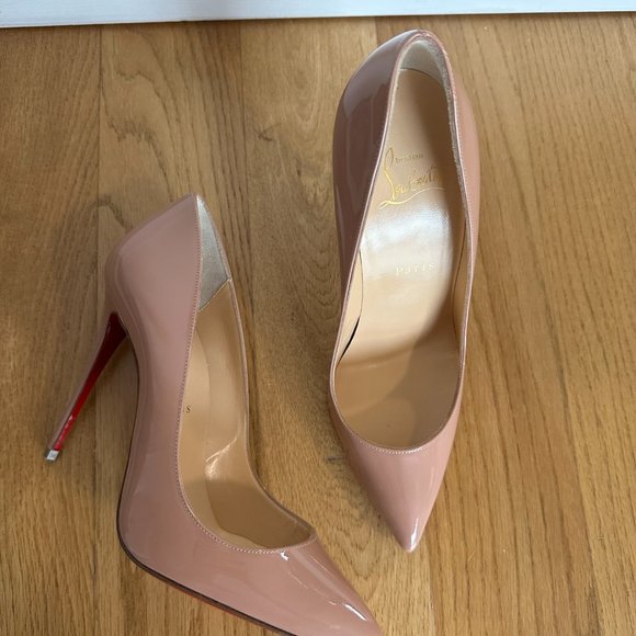 Christian Louboutin Pigalle Pumps Patent Leather Stiletto Heels Sz 38 in Nude - Picture 6 of 15